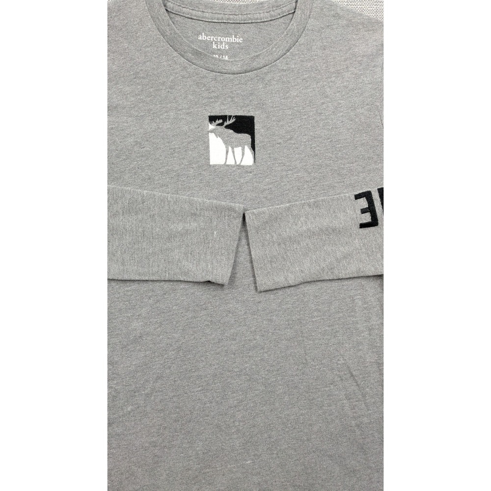 Abercrombie Kids Gray Long Sleeve Moose Logo Graphic T-Shirt Size 13/14